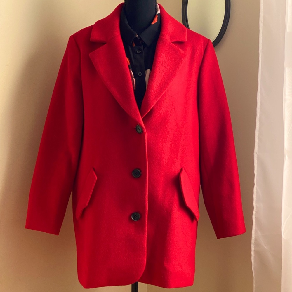 Red pea coat!!